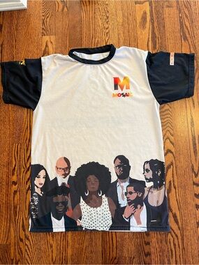 Mosaic Short Sleeve Graphic Tee - White with Black Sleeves